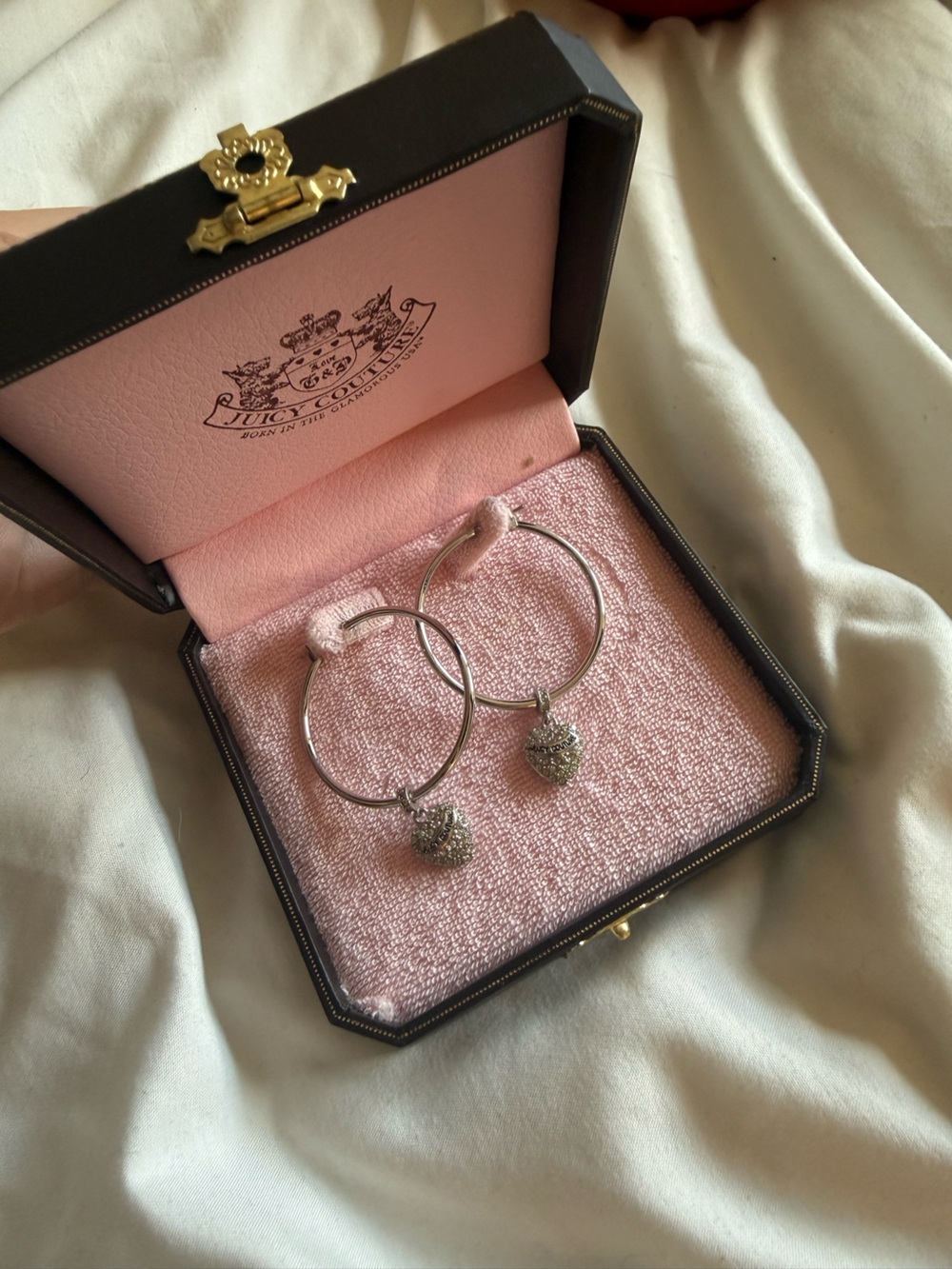 Juicy couture pave hoops